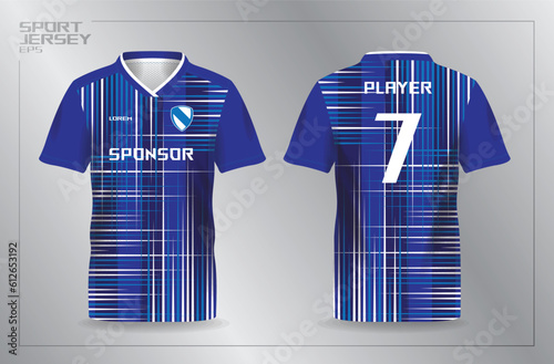 blue sport jersey for football and soccer shirt template