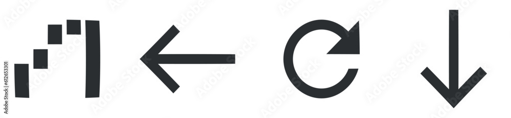 Set of 4 icons Navigation. Vector collection thin line Web icon. Set Quality icon. for mobile and web. Thin filled icons pack. UI and UX Set of 4 icons Navigation. Vector collection thin line Web icon. Set Quality icon. for mobile and web. Thin filled icons pack. UI and UX