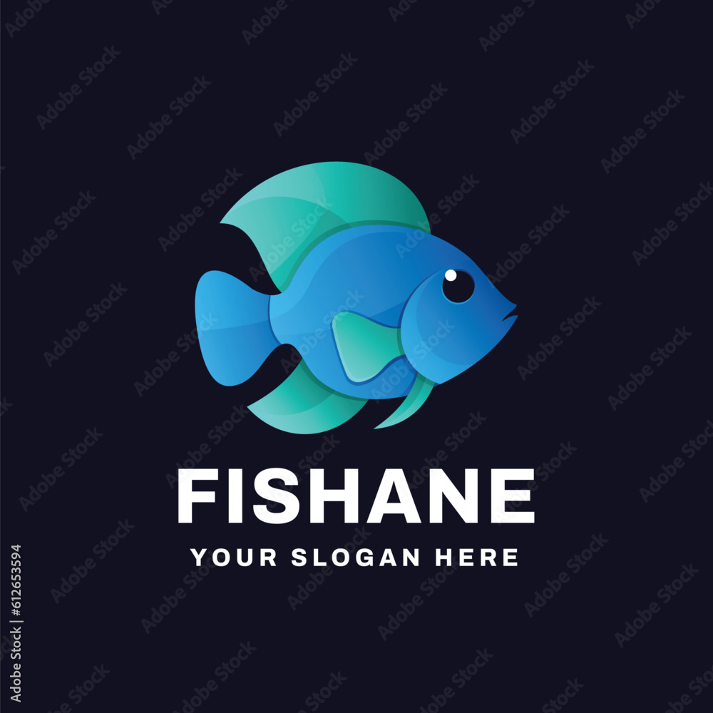 Obraz premium Fish Gradient Logo Vector Icon Illustration