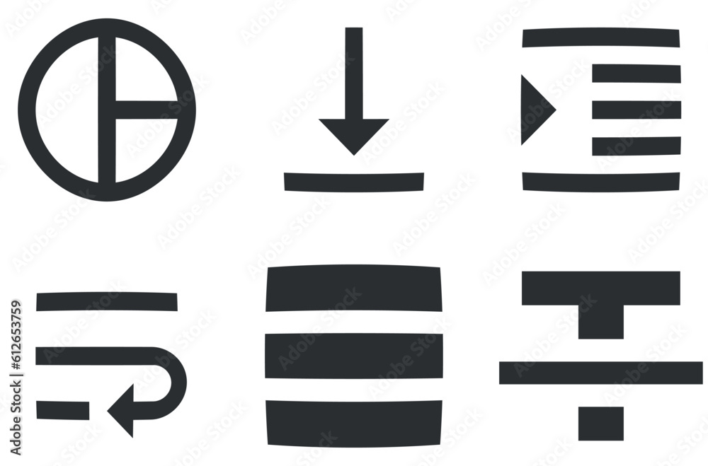 Set of 6 icons Editor. Line icons collection. Set Quality icon. Linear symbols set. Big UI icon set in a flat design. UI and UX Set of 6 icons Editor. Line icons collection. Set Quality icon. Linear symbols set. Big UI icon set in a flat design. UI and UX