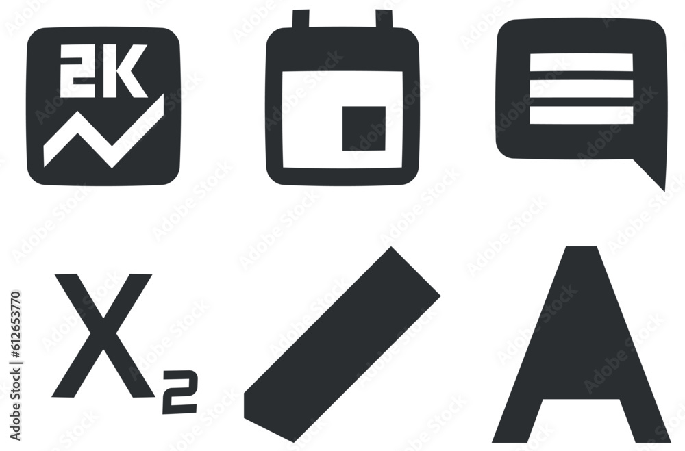 Set of 6 icons Editor. Vector illustration of thin line icons. Simple Set. for mobile and web. Big UI icon set. Vector illustration Set of 6 icons Editor. Vector illustration of thin line icons. Simple Set. for mobile and web. Big UI icon set. Vector illustration