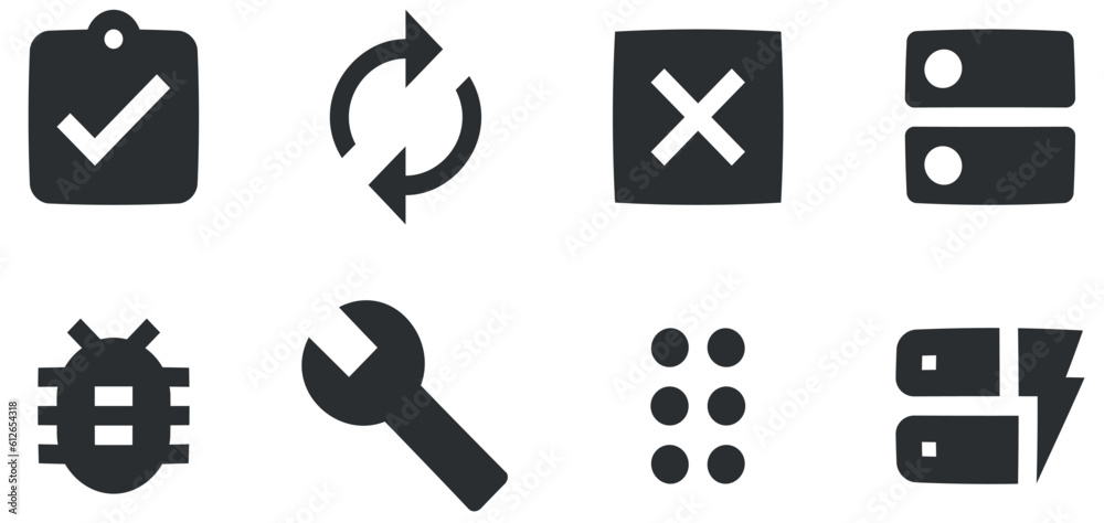 Set of 8 icons Actions. Modern thin line icons. Set Quality icon. Linear symbols set. Thin filled icons pack. UX UI