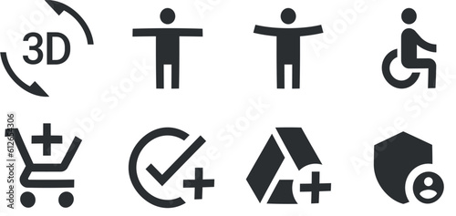 Set of 8 icons Actions. A set vector icons. Outline isolated signs. Linear symbols set. Big UI icon set. UX UI