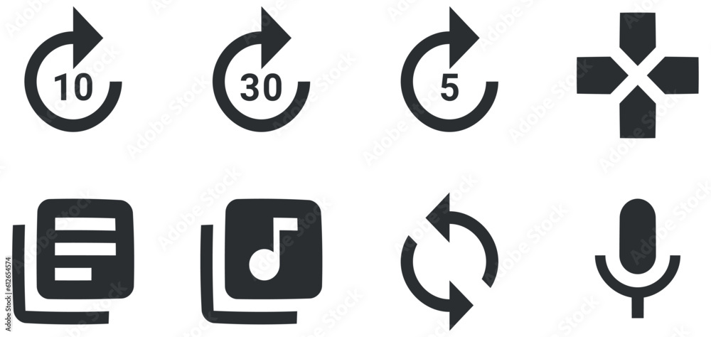 Set of 8 icons Audio and Video Vector illustration of thin line icons. Set Quality icon. for mobile and web. Thin filled icons pack. UX UI Set of 8 icons Audio and Video Vector illustration of thin line icons. Set Quality icon. for mobile and web. Thin filled icons pack. UX UI