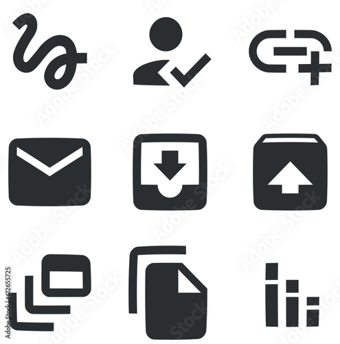 Set of 9 icons Device. Vector collection thin line Web icon. Simple Set. Linear symbols set. Thin filled icons pack. Vector illustration