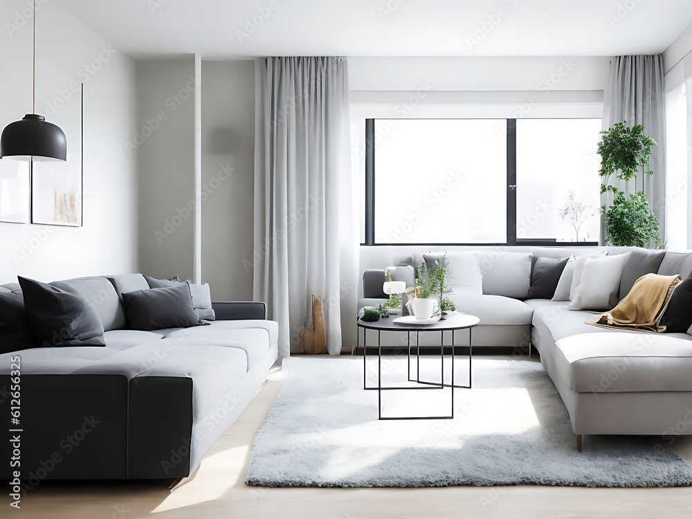 empty modern room with furniture generative ai empty modern room with furniture generative ai