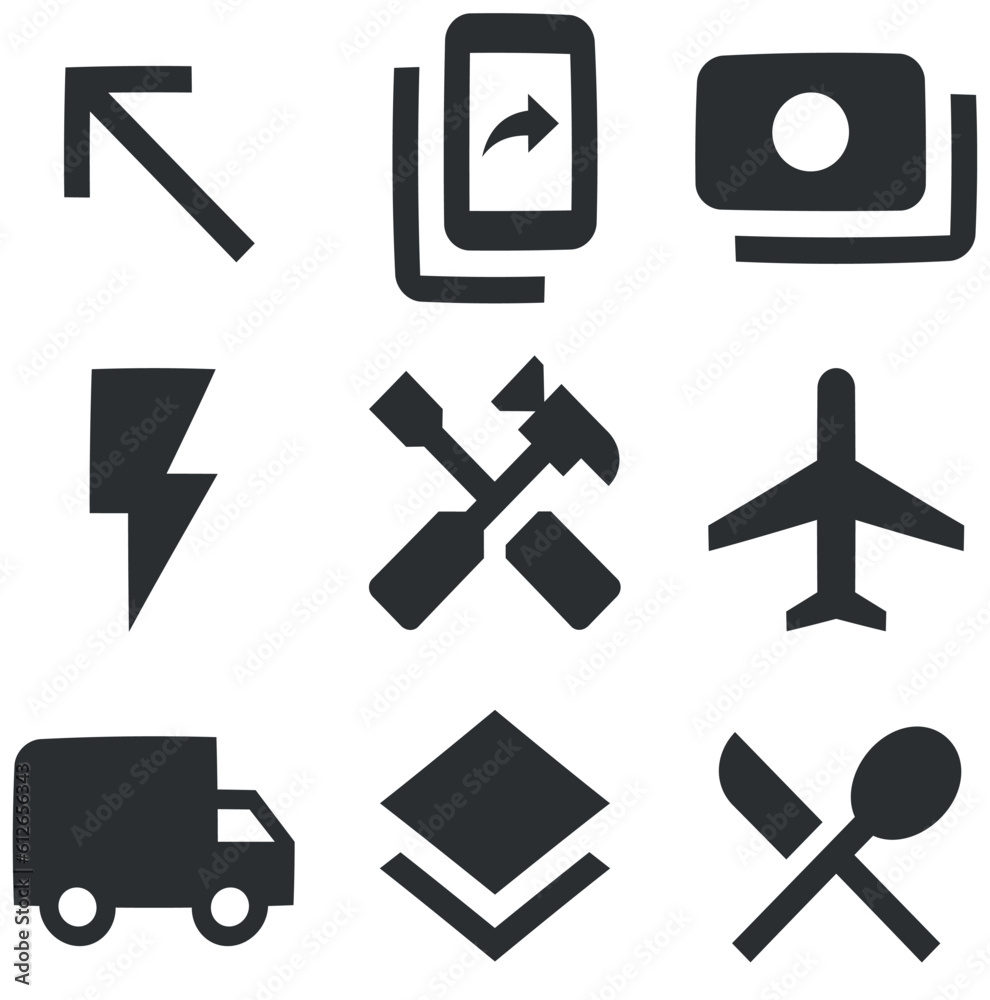 Set of 9 icons Maps. Line icons collection. modern trend in the style. Linear icons set. Thin filled icons pack. Vector illustration Set of 9 icons Maps. Line icons collection. modern trend in the style. Linear icons set. Thin filled icons pack. Vector illustration