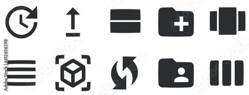 Set of 10 icons Actions. Creative business solutions icon set. Set Quality icon. Linear symbols set. Big UI icon set. Vector illustration