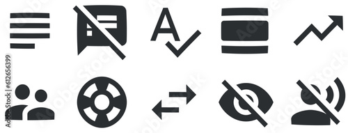 Set of 10 icons Actions. Vector collection thin line Web icon. Outline isolated signs. Linear symbols set. Big UI icon set in a flat design. Vector illustration