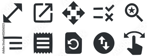 Set of 10 icons Actions. Modern thin line icons. Simple Set. for mobile and web. Big UI icon set in a flat design. Vector illustration