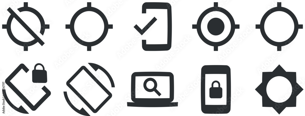 Set of 10 icons Device. Line icons collection. Simple Set. for mobile and web. Big UI icon set. Vector illustration Set of 10 icons Device. Line icons collection. Simple Set. for mobile and web. Big UI icon set. Vector illustration