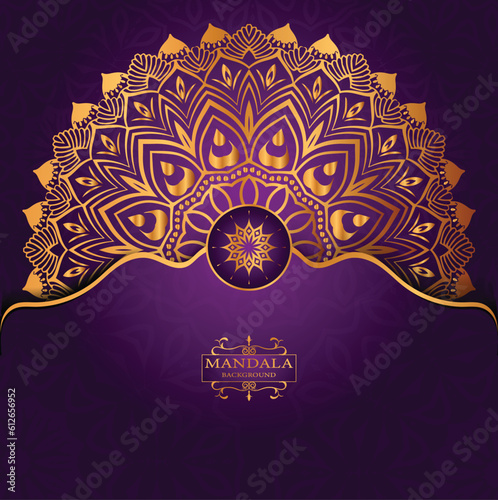 Luxury gold arabesque pattern in mandala background arabic islamic east style premium vector