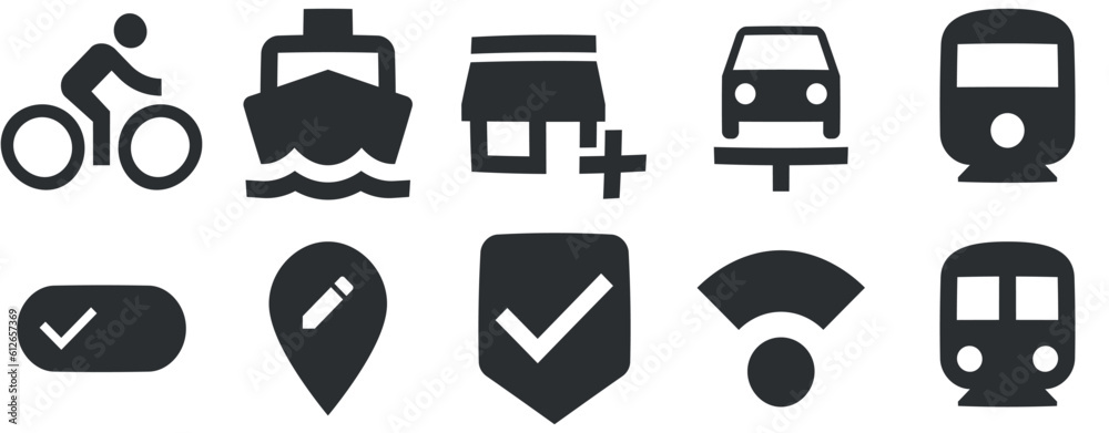 Set of 10 icons Image. A set vector icons. Outline isolated signs. Linear icons set. Big UI icon set. UI and UX