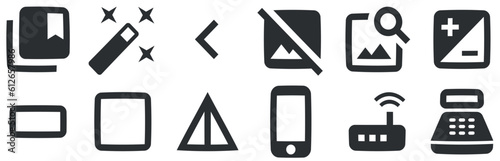 Set of 12 icons Hardware. Vector collection thin line Web icon. modern trend in the style. for mobile and web. Big UI icon set. Vector illustration