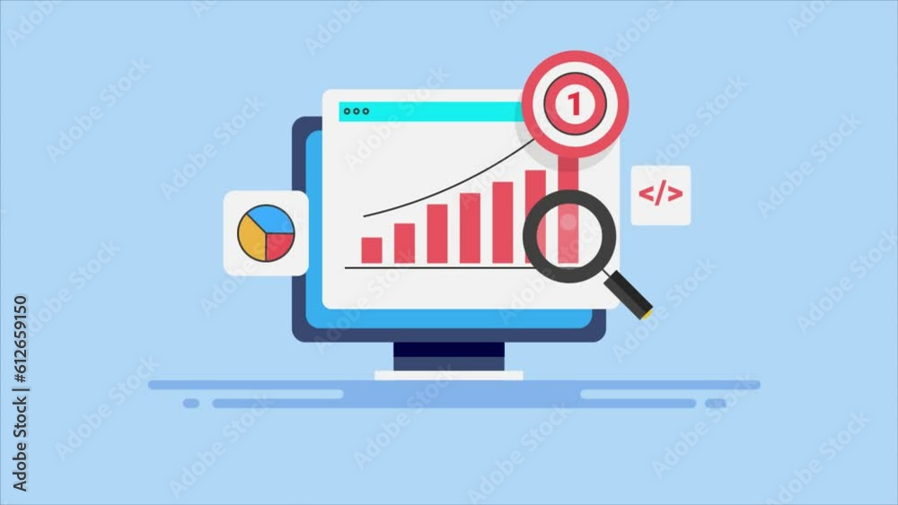 SEO ranking goes high with rocket speed, website traffic graph increase, Targeting search engine user data analytics on computer screen, video animation. SEO ranking goes high with rocket speed, website traffic graph increase, Targeting search engine user data analytics on computer screen, video animation.