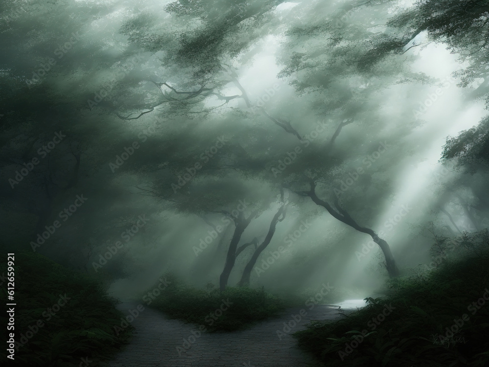 rain in forest with Gererative AI. rain in forest with Gererative AI.