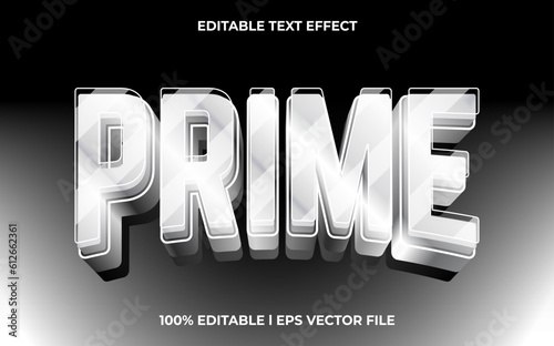 Prime 3d text effect and editable text, template 3d style use for silver tittle