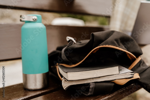 Backpack with books 