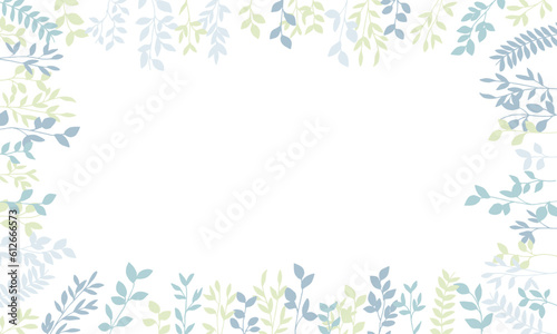 ベクター。草木のイラストセットと背景。草木のベクターイラストフレーム。Vector. Grass and trees illustration set and background. Vector illustration frame of grass and trees. © necomammma