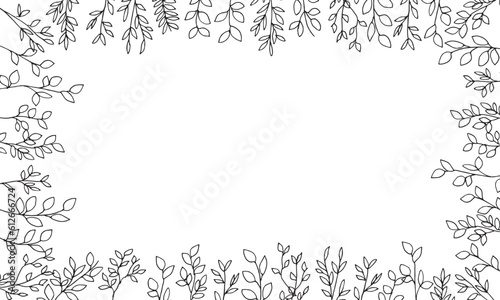 ベクター。草木のイラストセットと背景。草木のベクターイラストフレーム。Vector. Grass and trees illustration set and background. Vector illustration frame of grass and trees.