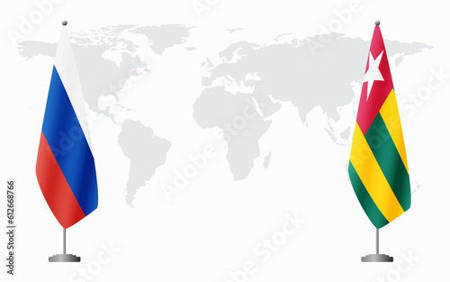Russia and Togo flags for official meeting