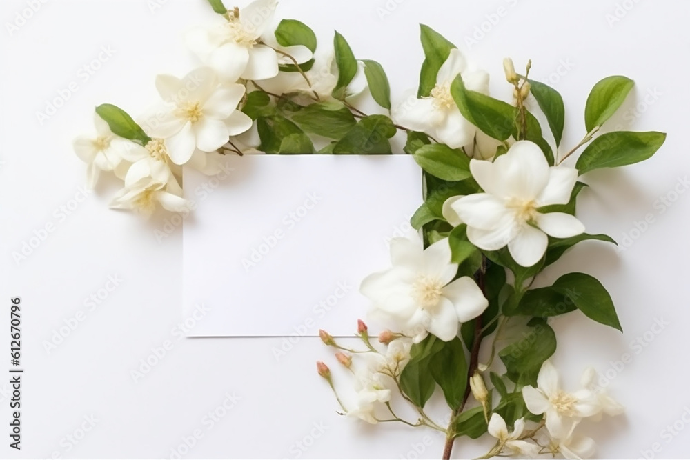 Fototapeta premium bouquet paper card of white roses