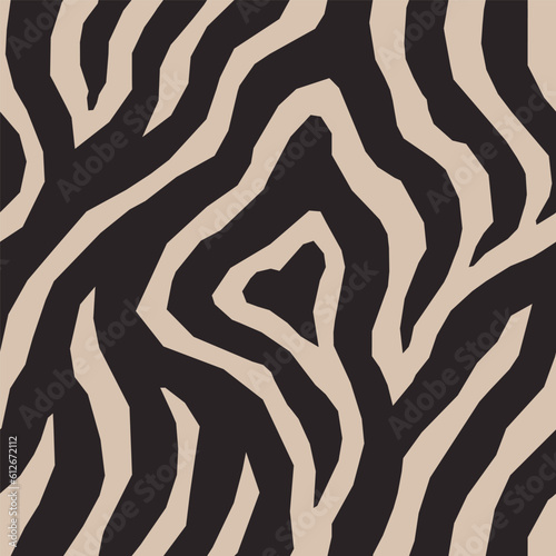 Zebra Beige Geometric Seamless Pattern. Abstract African Tiger Stripes Vector Background in Trendy Ethnic Style
