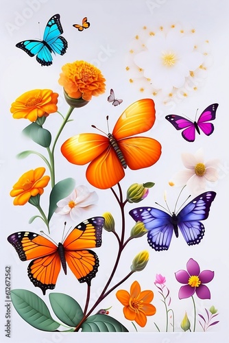 butterfly on a flower ai © jumrass  khlongkhaew