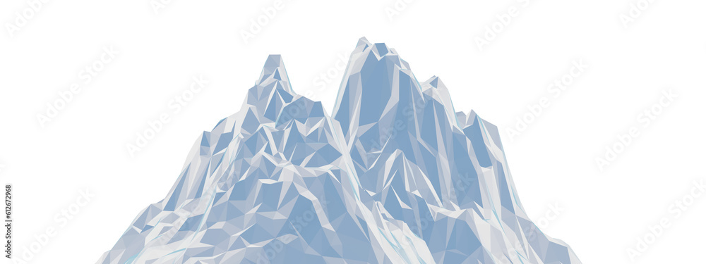 Naklejka premium Ice mountain. Low poly terrain.
