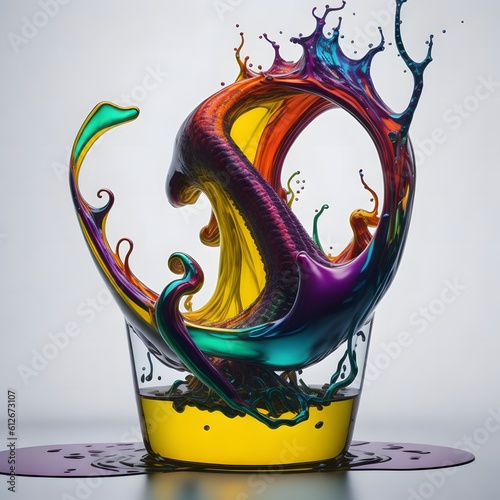 a shot glass of rainbow paint, generative ai