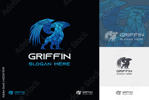 Griffin Illustration Logo in polygon style