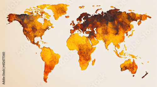 Fototapeta Naklejka Na Ścianę i Meble -  World map oil paint background. Generative AI.