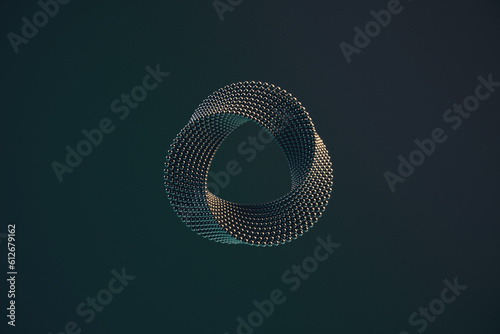 Abstract Infinite ring made of spheres, Endless 3D rotating shape