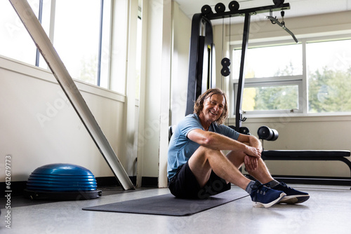 Mature, active man portrait in the gym.