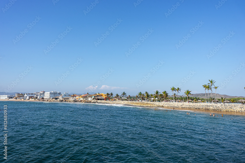 Boardwalk of Barra de Navidad beach, cihuatlan, Jalisco, mouth of river, Melaque Beach, Costalegre, cabo of mexico, bay of navidad.