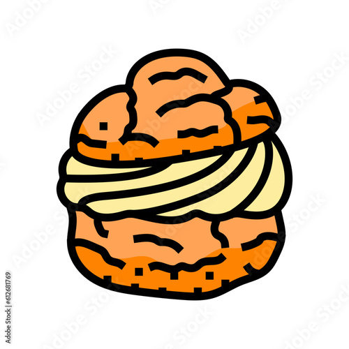 vanilla cream puff food snack color icon vector. vanilla cream puff food snack sign. isolated symbol illustration