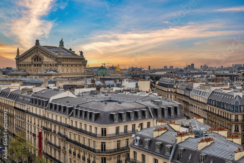Obraz na płótnie Paris France, high angle view city skyline at Opera House (Palais Garnier) w salonie