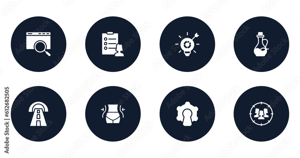 general filled icons set. flat filled icons sheet included sem, profile list, marketing strategy, massage oil, road tunnel, weight loss, open source, team target vector. general filled icons set. flat filled icons sheet included sem, profile list, marketing strategy, massage oil, road tunnel, weight loss, open source, team target vector.
