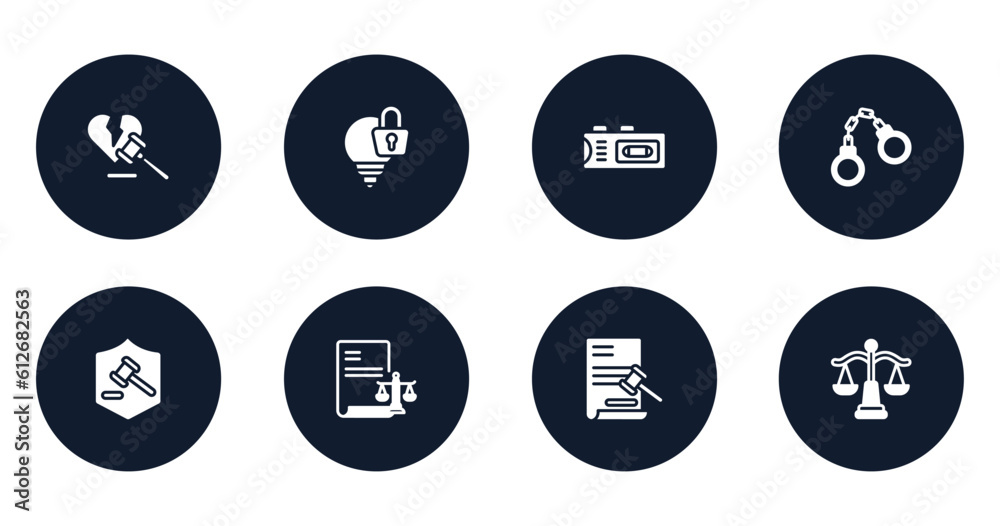 law and justice filled icons set. flat filled icons sheet included divorce, intellectual property, recorder, criminal law, defense, corporative law, documents, balance vector. law and justice filled icons set. flat filled icons sheet included divorce, intellectual property, recorder, criminal law, defense, corporative law, documents, balance vector.