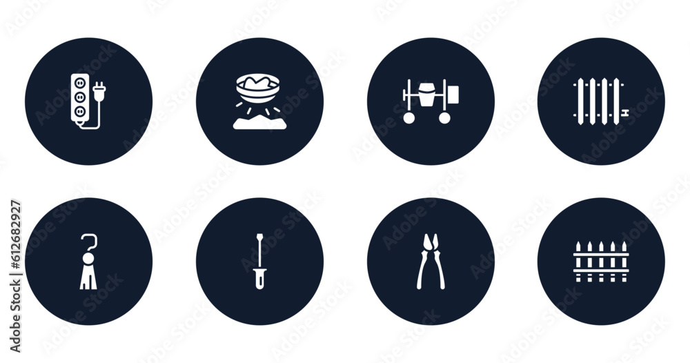 construction filled icons set. flat filled icons sheet included extension cord, panning, cement mixer, radiator, tassel, screwdrivers, clamps, fences vector. construction filled icons set. flat filled icons sheet included extension cord, panning, cement mixer, radiator, tassel, screwdrivers, clamps, fences vector.