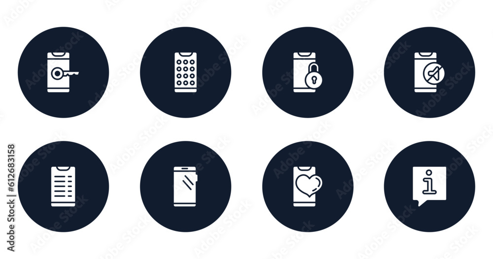 talking filled icons set. flat filled icons sheet included phone with keys, phone menu, phone locked, in silence, transaction smartphone with big screen, with heart, speech bubble information talking filled icons set. flat filled icons sheet included phone with keys, phone menu, phone locked, in silence, transaction smartphone with big screen, with heart, speech bubble information