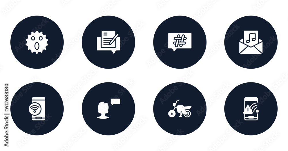 phoneset filled icons set. flat filled icons sheet included surprised, edit document, hash, audio file, , monologue, motorbike, wifi connection warning vector. phoneset filled icons set. flat filled icons sheet included surprised, edit document, hash, audio file, , monologue, motorbike, wifi connection warning vector.