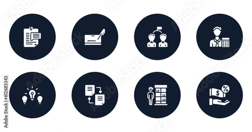 business filled icons set. flat filled icons sheet included enquiry, cryptographic, competitor, accountant, difference, distributed ledger, retailer, commission vector.