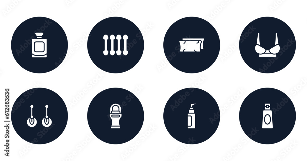 beauty salon filled icons set. flat filled icons sheet included french perfume bottle, cotton swabs, pillow, women brassiere, two earrings, roll on deodorant, liquid makeup, shampoo bottle vector. beauty salon filled icons set. flat filled icons sheet included french perfume bottle, cotton swabs, pillow, women brassiere, two earrings, roll on deodorant, liquid makeup, shampoo bottle vector.