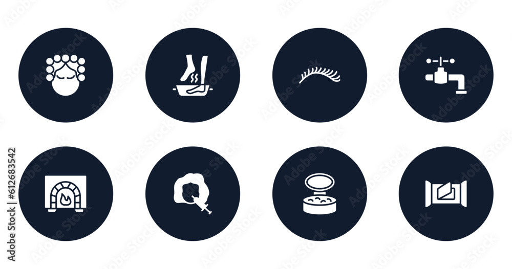 make up filled icons set. flat filled icons sheet included hair curler, soak, eyelashes, faucet, burner, mesotherapy, powder, wet wipes vector. make up filled icons set. flat filled icons sheet included hair curler, soak, eyelashes, faucet, burner, mesotherapy, powder, wet wipes vector.