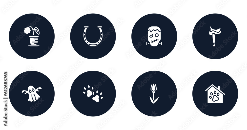 nature lineal pack filled icons set. flat filled icons sheet included flower pot, horseshoe, frankenstein, horse saddle, ghost, dog paw, tulips, pet hotel vector. nature lineal pack filled icons set. flat filled icons sheet included flower pot, horseshoe, frankenstein, horse saddle, ghost, dog paw, tulips, pet hotel vector.