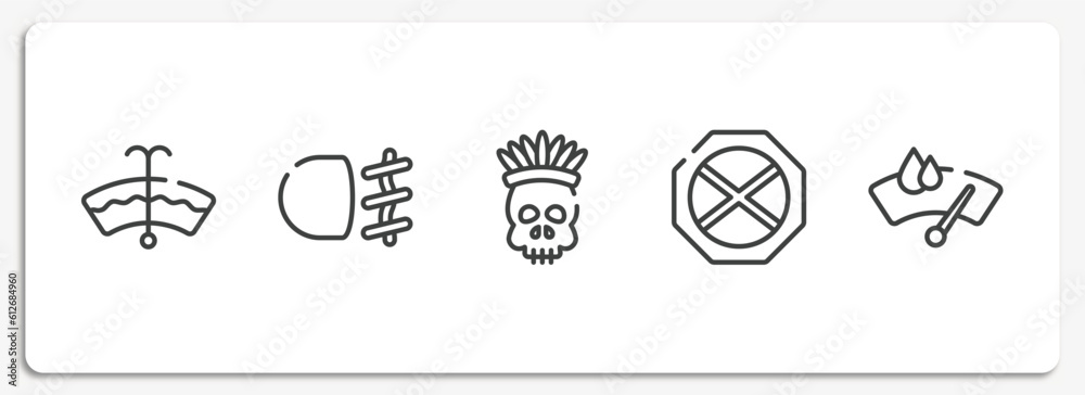 car dashboard signals outline icons set. thin line icons sheet included windshield washer, fog light, native american skull, no waiting, winshield wiper vector. car dashboard signals outline icons set. thin line icons sheet included windshield washer, fog light, native american skull, no waiting, winshield wiper vector.
