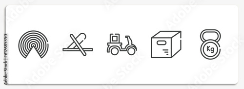 logistics delivery outline icons set. thin line icons sheet included airdrop, do not use cutter, delivery courier, opened packaged, weight tool vector.