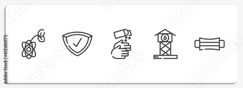 outline icons set. thin line icons sheet included biology, protected, handwash, reservoir, hygiene mask vector.