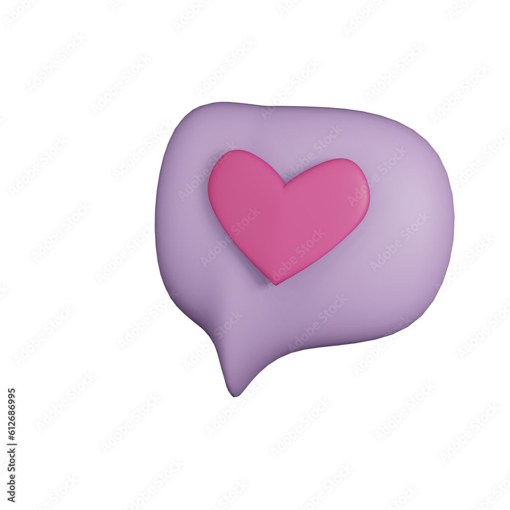 Love chat with heart bubble render icon 3d social media Concept. Love chat with heart bubble render icon 3d social media Concept.